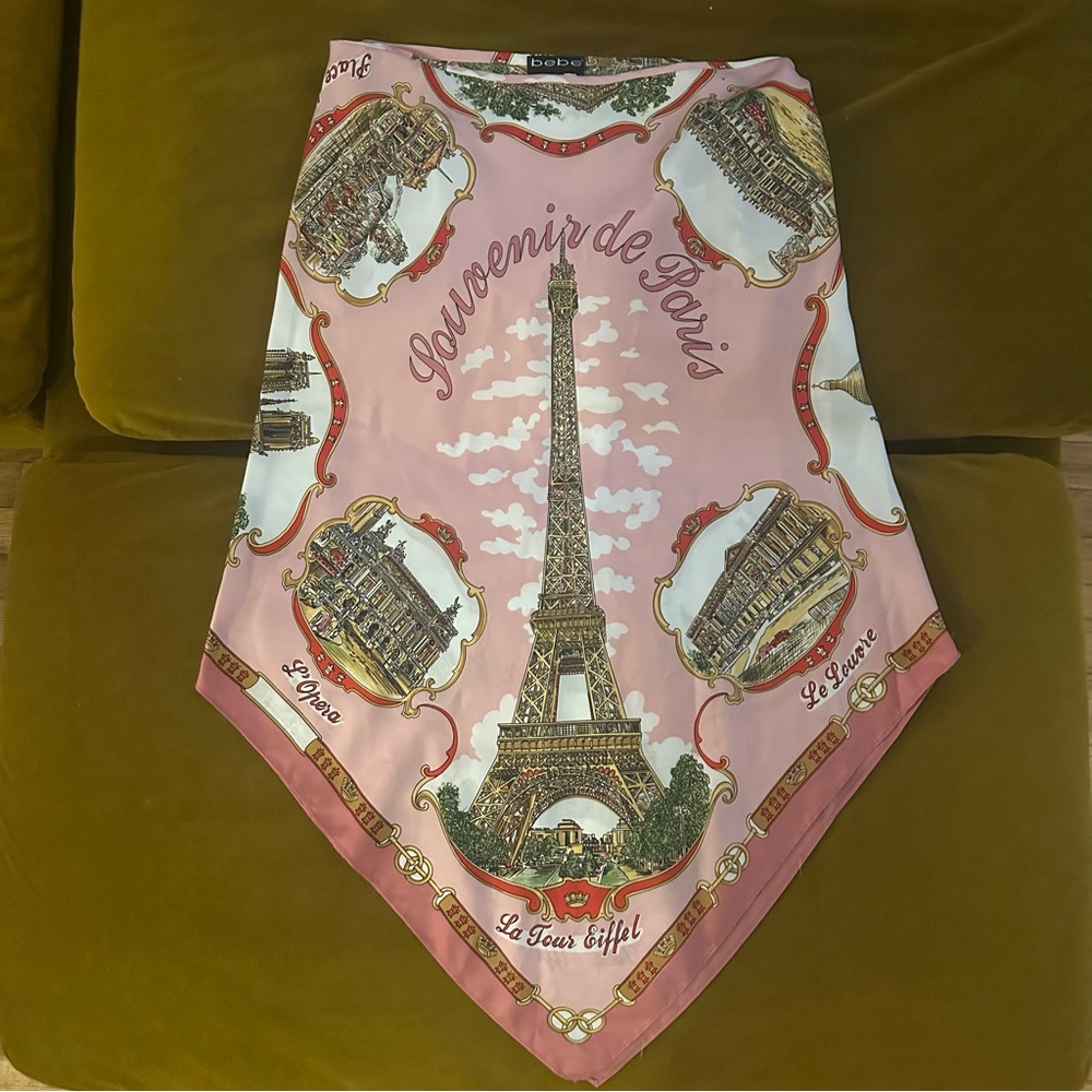 Vintage Y2K bebe Souvenir de Paris Scarf Skirt RARE